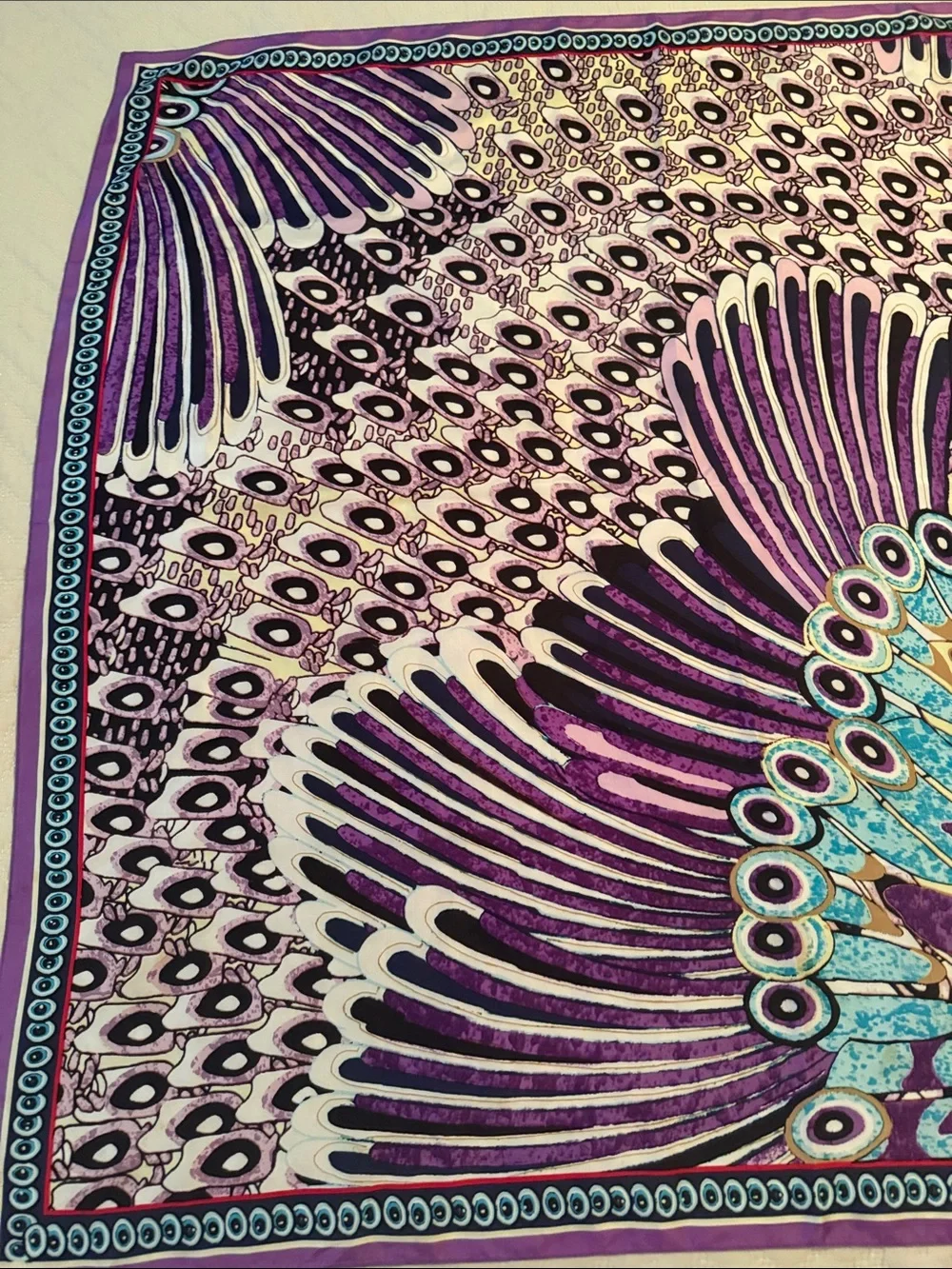 Vintage “Peacock” Scarf Large